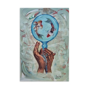 Abundância - Mini impressão feita por artista | Cartão postal | Impressão de pintura acrílica
