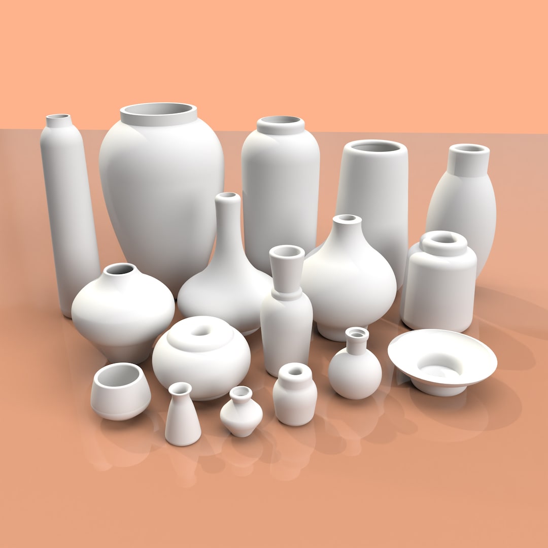 Set of Modern Vases Pots Ceramic 3D Digital Download Etsy