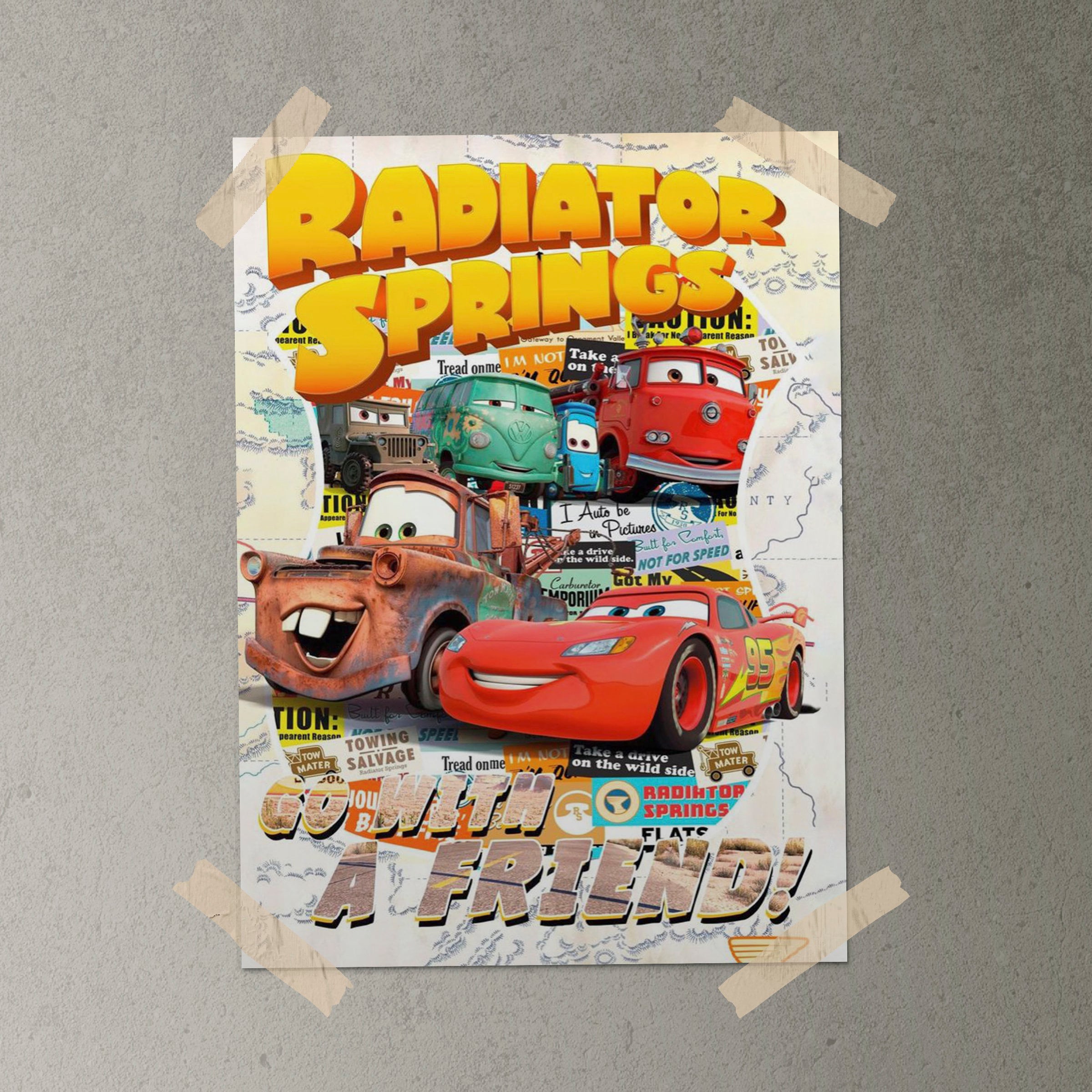Póster Disney Cars, Cars Movie Poster, Cars Pixar, Lightning McQueen, Cars Movie Merch Diseñado