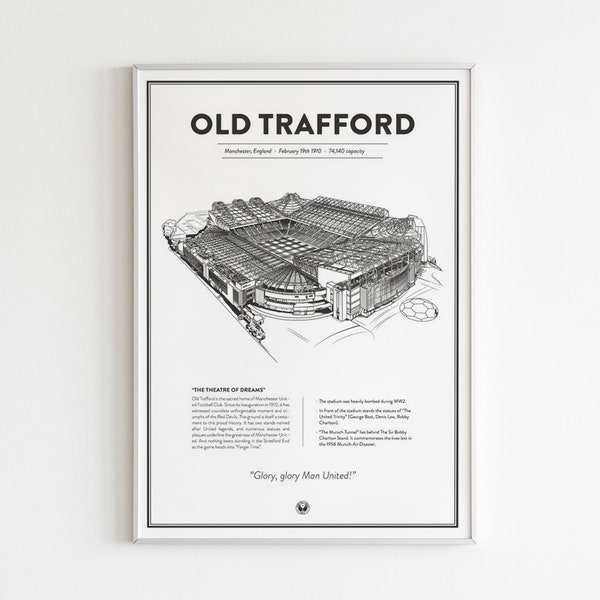 Manchester United Poster, Old Trafford Stadium Poster, Wall Art, Wall Decor, 4K Quality, Flexible Sizes(12x18 20x30 24x36)
