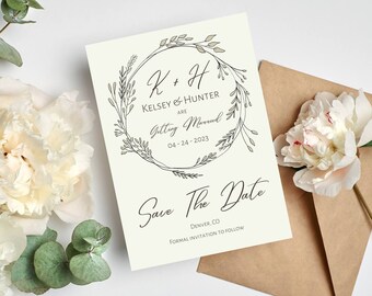Save The Date Wed, Canva Save The Date Template, Neutral Minimalist Save The Date Canva Template, Editable Save The Date Digital Download