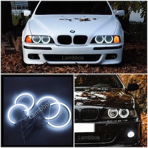 Angel Eyes Scheinwerfer Set für 5er BMW E39 1995-2000 V2 LED Ringe Schwarz  H7