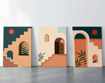 Tableau d'architecture marocaine abstraite et d'art mural pour la décoration intérieure