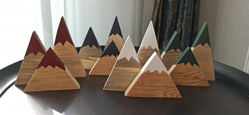 Wooden mountain silhouette set for rustic wall styling