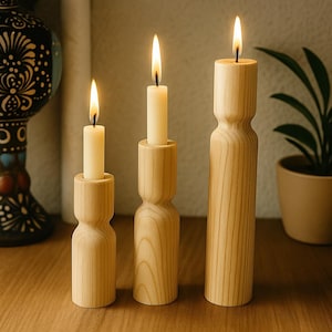 Wooden Candle Holder Small, Minimalist Tea Light Holder for Table Decor, Handcrafted Natural Wood Candle Stand for Cozy Spaces