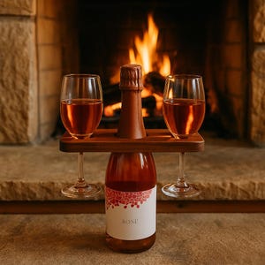 Portavasos de madera, soporte para vino, estante portátil para copas de vino, regalo de cumpleaños, accesorio para picnic, accesorio para vino de playa, Día de la Madre 2025