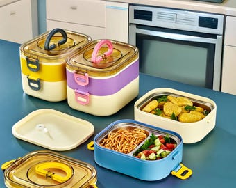 Kids Bento Lunch Box Stainless Steel 2 Tier School Food Container BPA Free