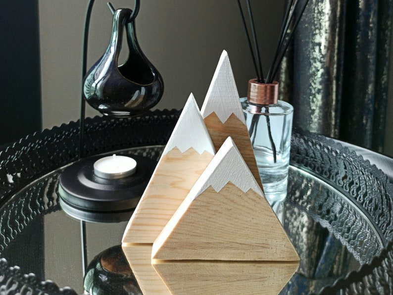 Rustic wooden mountains for entryway or console table
