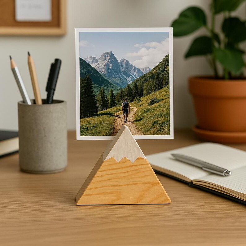 Photo Keeping Stand Picture Holder Stand, Wood Mountain Shelf Decor, Wedding Table Decor ...