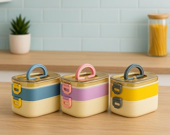 Kids Stainless Steel Bento Lunch Box 2 Tier Leak Resistant School Food Container