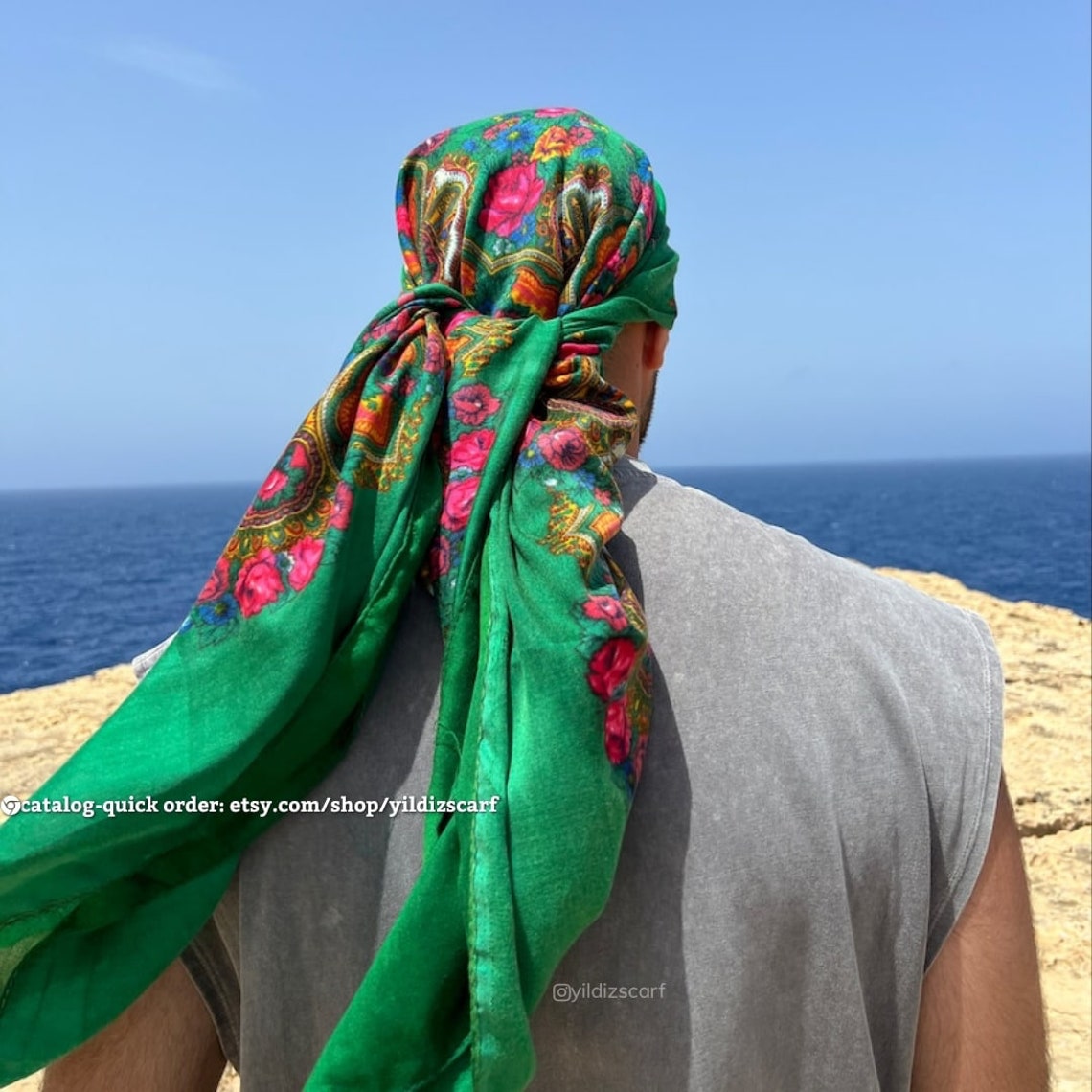 KURDİSH SCARF • Floral Green Thick Scarf • Ethnic Scarf • Bohemian ...