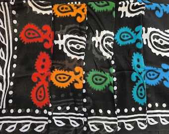 Kurdish Golvani Scarf • Floral Print Cotton Shawl • Ethnic Boho Style
