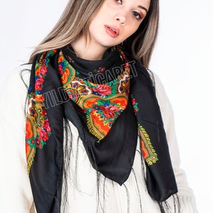 KURDİSH SCARF • Ethnic Folk Boho Russian Slavic Babushka Floral Scarves | personalized gift