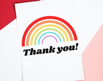Thank You Card, Printable Thank You, Rainbow Thank You, Thank You Note ...