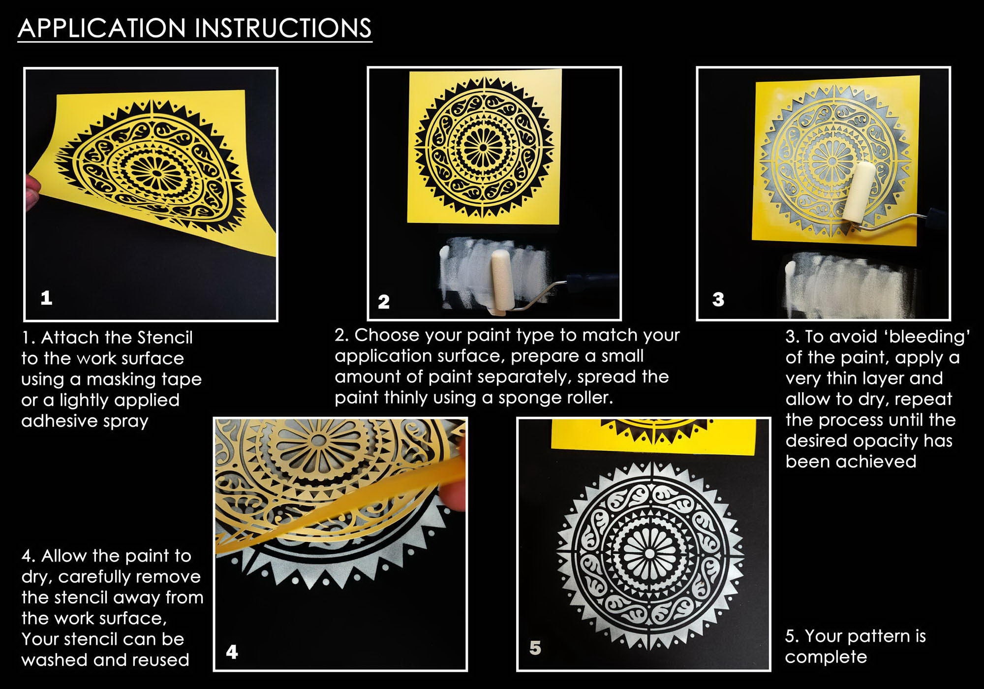 24 Pochoirs Mandala 5 Pouces - Modèles Réutilisables Pour Peinture Sur Bois, Tissu, Mur - DIY Déco