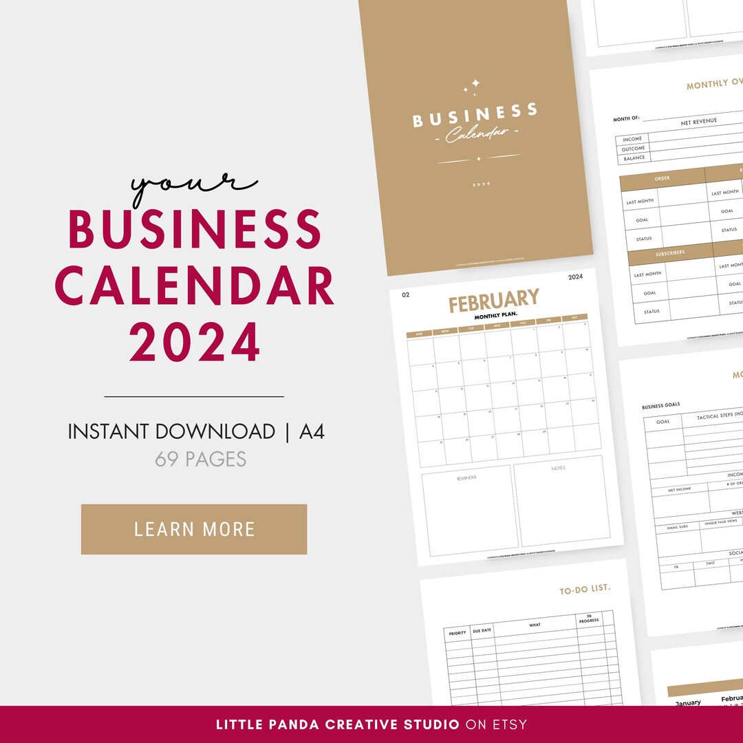 Business Calendar 2024 Business Organization Calendar Printable ...