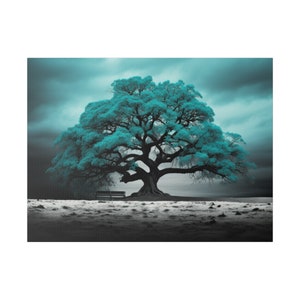 Creative Wall Art | Nature Art | Minimalistic Wall Art | Turquoise | Black and White Art | Matte Canvas, Stretched, 0.75&quot;