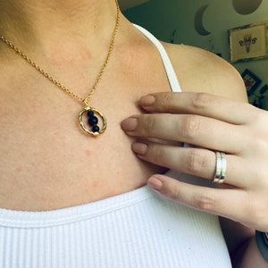Simple Lava bead and gemstone anxiety fidget necklace
