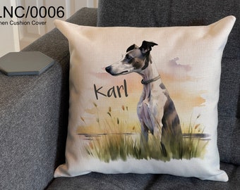 Personalised Whippet Cushion Cover, Dog Lovers Scatter Cushion, Custom Name Pillow, Name Cushion Whippet Pillow Cushion Cover Gift