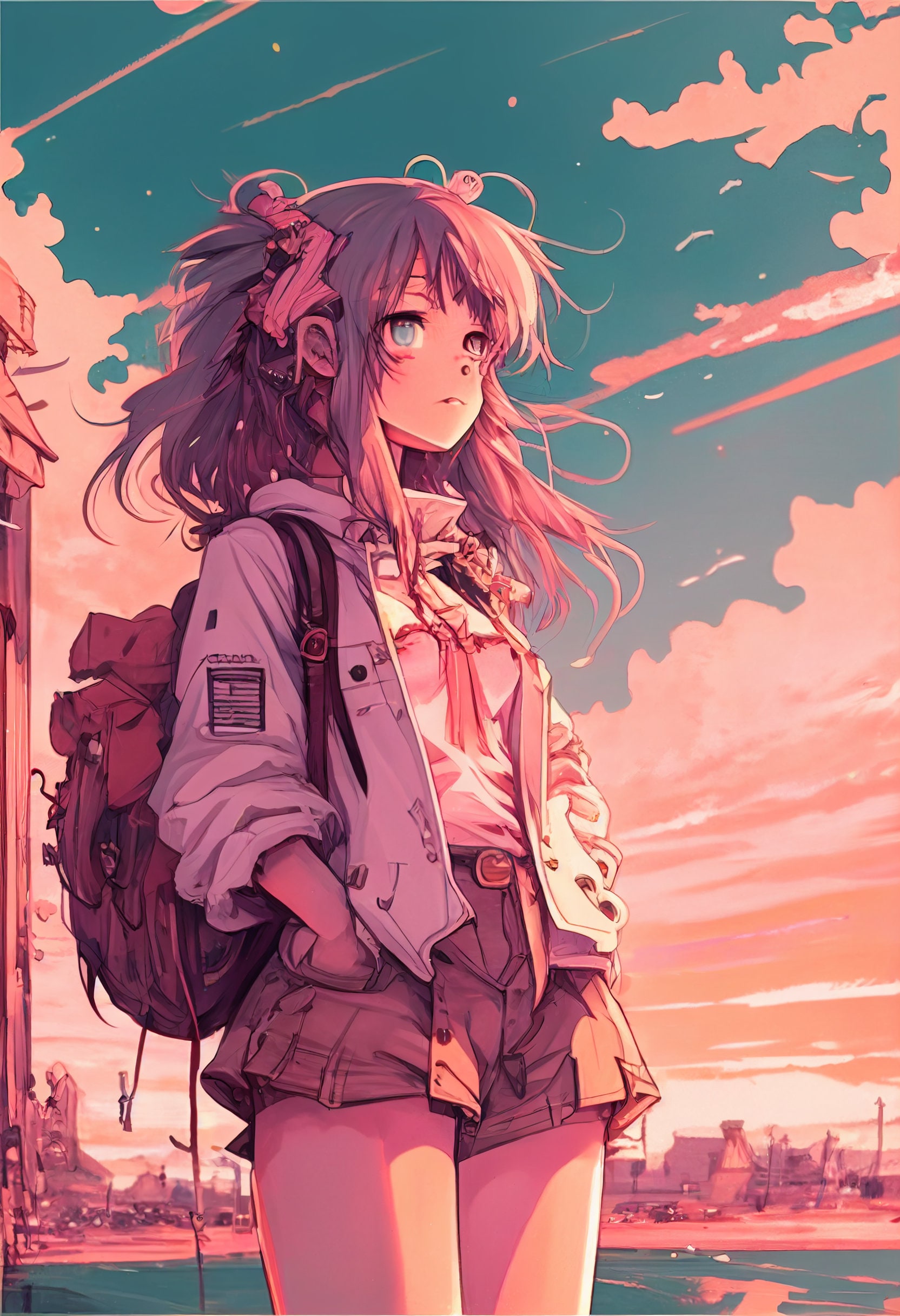 Anime Girl Pastel Skies Phone Wallpaper Instant Download iPhone Home Screen  Background 