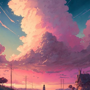 Walking Neath the Pastel Sky Phone Wallpaper Instant Download Iphone Home Screen Background