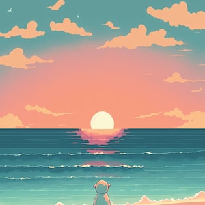 Anime Sunrise Pastel Skies with Character Phone Wallpaper Instant Download Iphone Home Screen Background