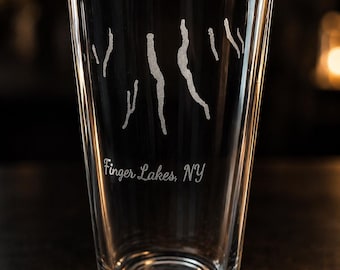 Finger Lakes etched Pint Glass
