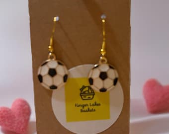Sports Ball Dangle Earrings: Soccer, Football, Baseball, Softball Acrylic Charms