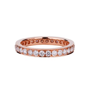 14k Rose Gold Diamond Eternity Band, Slim Wedding Ring, Micro Pave Stacking Ring