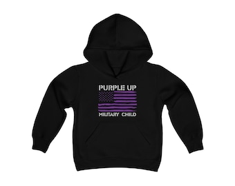 Purple Up, appréciation des enfants militaires - Sweat-shirt à capuche en mélange épais pour jeunes
