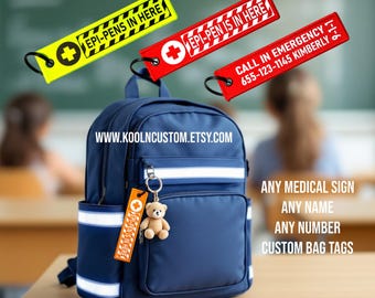 Personalized EpiPen Bag Tag Keychain: Custom Text & Logo, 20 Colors