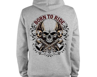 Born to Ride Skull Motorcycle Hoodie, Unisex Dirt Bike Riding Gear