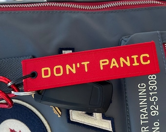 DON&#39;T PANIC Custom Key Tag | Personalized Double-Sided Jet Tag | Car & Motorcycle Keychain | Flight Tag | Perfect for Gift Him Dad