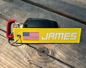 Custom Flag Keychain: Personalized Jet Tag, Motorcycle Keyring