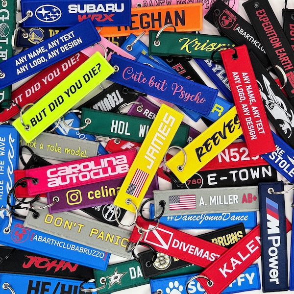 Custom Keychains %30 OFF  Buy 3 Get 30 OFF  | Custom Jet Tag | Motorcycle keychain  | Any Logo, Any Text, Customized Both Sides