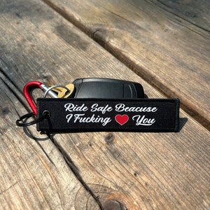 Ride Safe Because Custom Key Tag | Personalized Double-Sided Jet Tag | Car & Motorcycle Keychain | Flight Tag | Perfect for Gift Him Dad