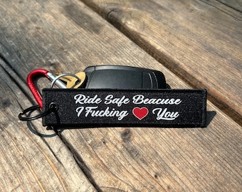 Ride Safe Jet Tag: Personalized Motorcycle Keychain, Car Key Tag