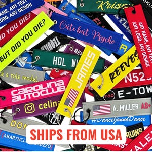 Custom Double-Sided Keychain: Personalized Jet Tag, Any Text/Logo