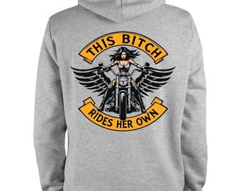 This Bitch Rides Her Own. Motorcycle Heavyweight Hoodie, Riding gear, For Men and Woman Dirt Bike Motorbike Hoodies Gift for Him and Her
