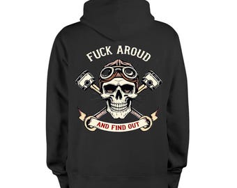 Motorcycle Skull Hoodie, Biker Riding Gear, Unisex Heavyweight Cotton Blend