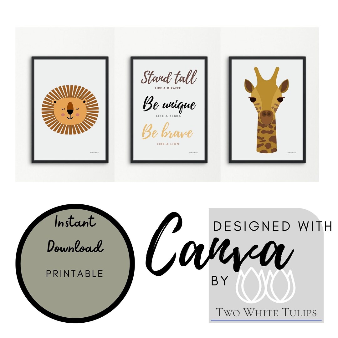 JUNGLE ANIMAL PRINTABLES Wall Art Digital Wall Art Nursery Ideas