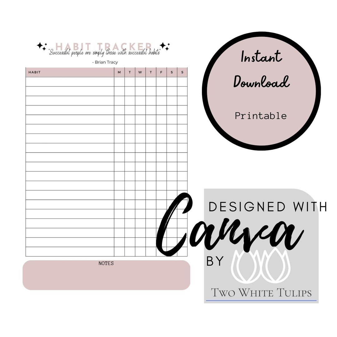 HABIT TRACKER Printable Digital Download Digital Template Journal ...