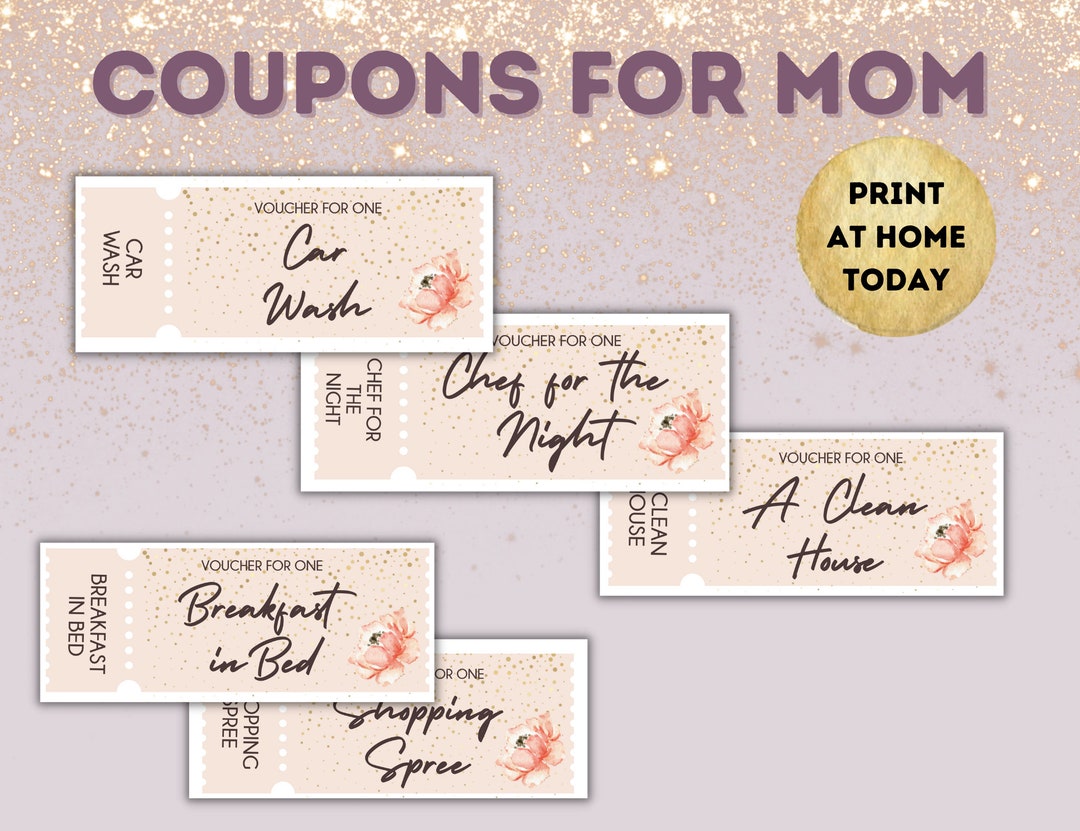 Mother's Day Coupons, Printable and Customizable Coupons for Mom