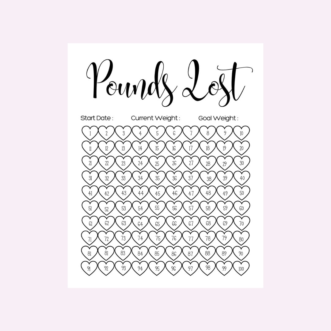 100lbs Weight Loss Tracker - Printable - Etsy