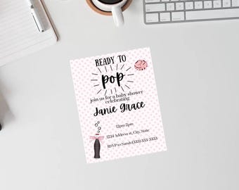 Ready To Pop, Canva Template, Baby Shower Invitation