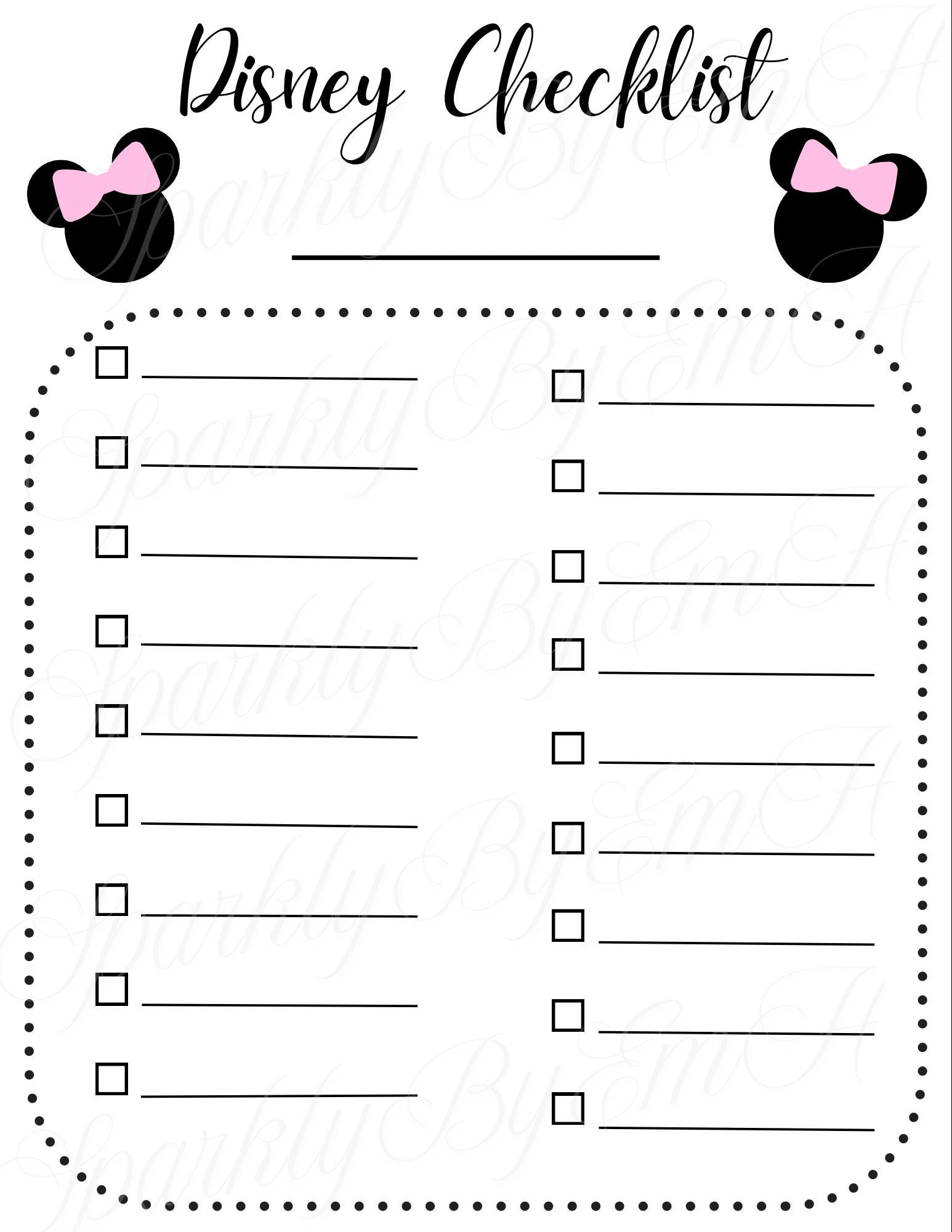 Disney Packing List Template - Etsy