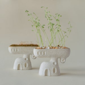 Mini house pot, concrete planter, fairy garden house, terrarium decoration, mini cactus pot, succulent pot, concrete tiny house image 2