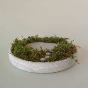 Concrete tray with little house, Village landscape planter, Desk Decoration, Concrete Pot with Moss, moss garden, Office Plant image 6