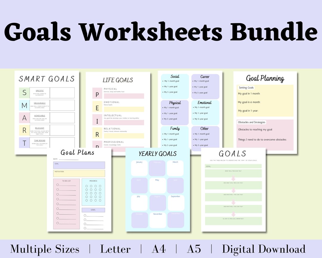 Goal Setting Planner Printable: Smart Goals, Life Goals (PDF Download ...