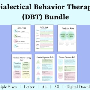DBT Therapy Printable Bundle: Emotion Regulation & Coping Skills (PDF)